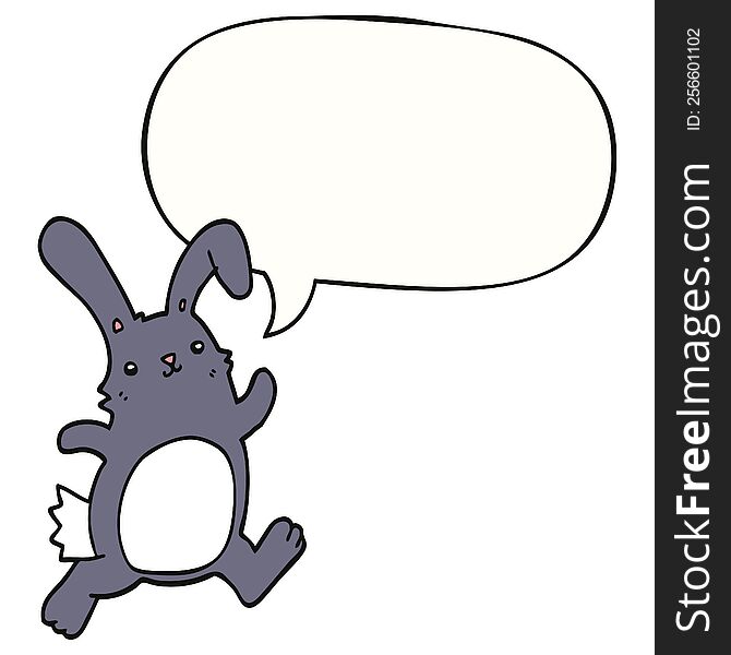 Cartoon Rabbit Running And Speech Bubble