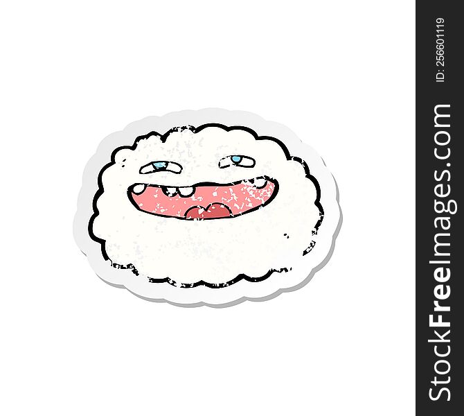 Retro Distressed Sticker Of A Happy Cartoon Cloud