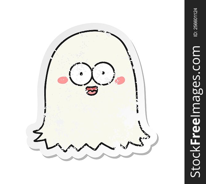 Distressed Sticker Of A Cartoon Friendly Ghost