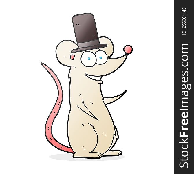 freehand drawn cartoon mouse in top hat