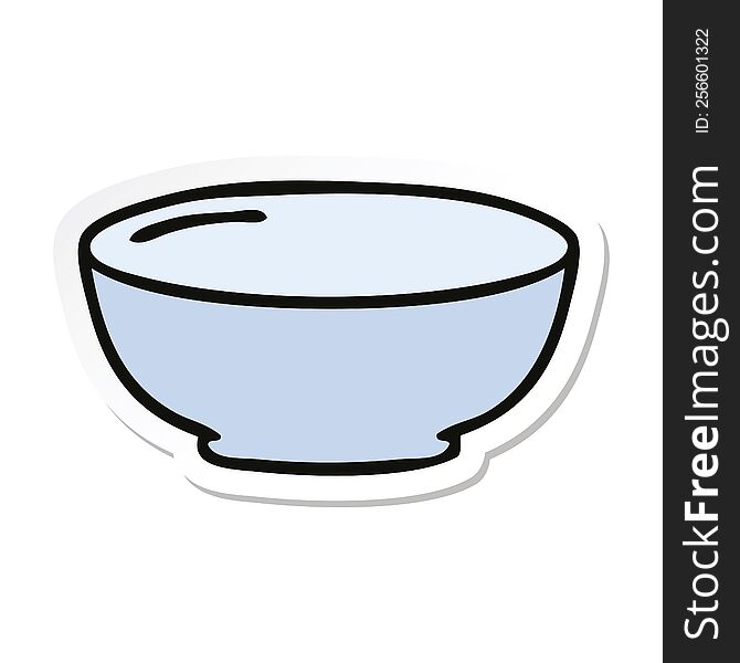 Sticker Of A Quirky Hand Drawn Cartoon Bowl