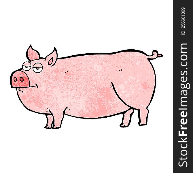 freehand textured cartoon huge pig
