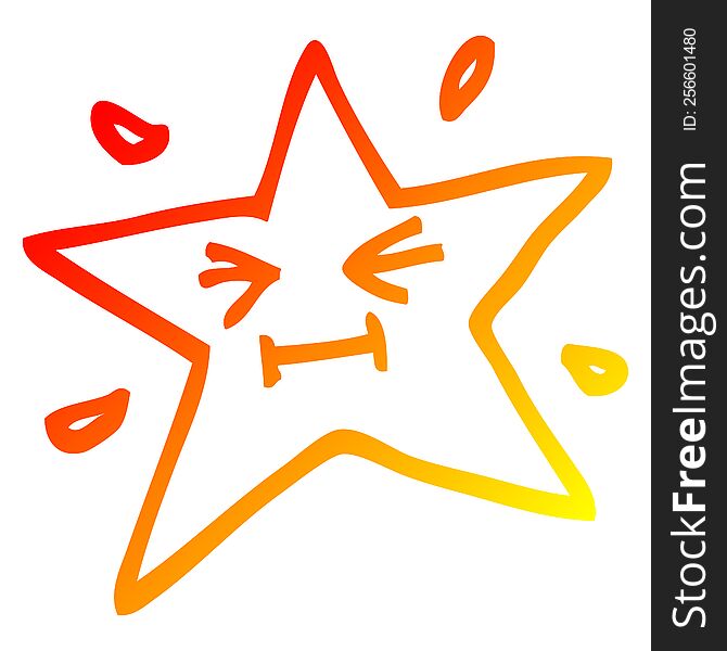 warm gradient line drawing of a funny cartoon star