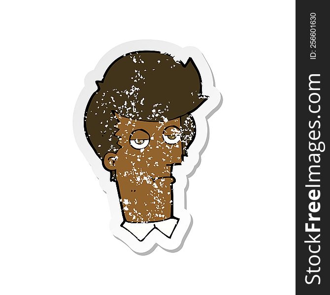 Retro Distressed Sticker Of A Cartoon Bored Man