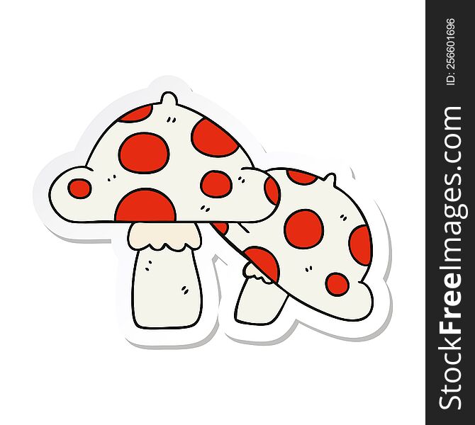 sticker of a quirky hand drawn cartoon toadstools