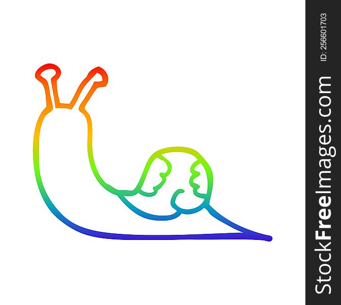 rainbow gradient line drawing of a cartoon snail