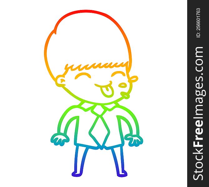 rainbow gradient line drawing of a cartoon rude man