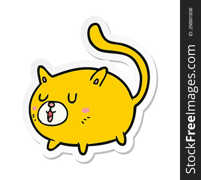 Sticker Of A Cartoon Happy Cat