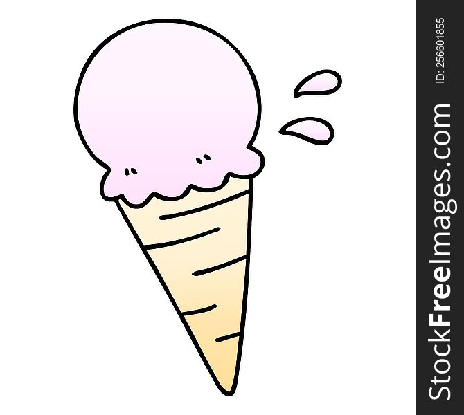 gradient shaded quirky cartoon vanilla ice cream. gradient shaded quirky cartoon vanilla ice cream