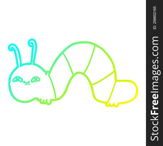 Cold Gradient Line Drawing Cartoon Happy Caterpillar