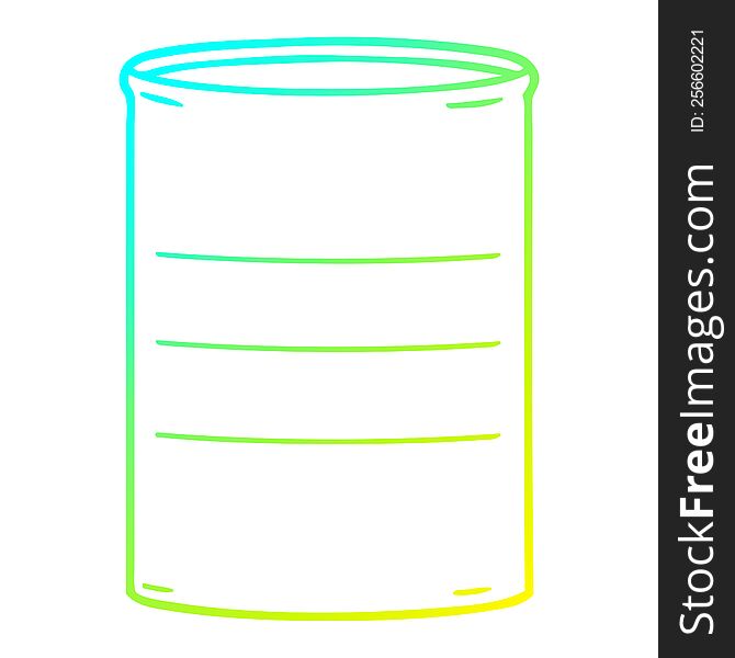 cold gradient line drawing of a cartoon oil drum