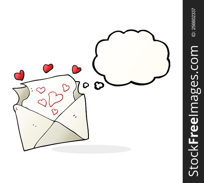 freehand drawn thought bubble cartoon love letter