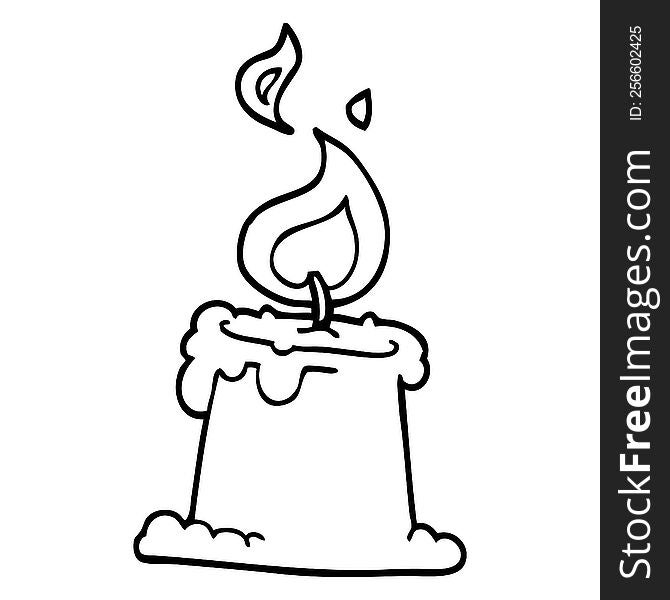 line drawing cartoon lit candle