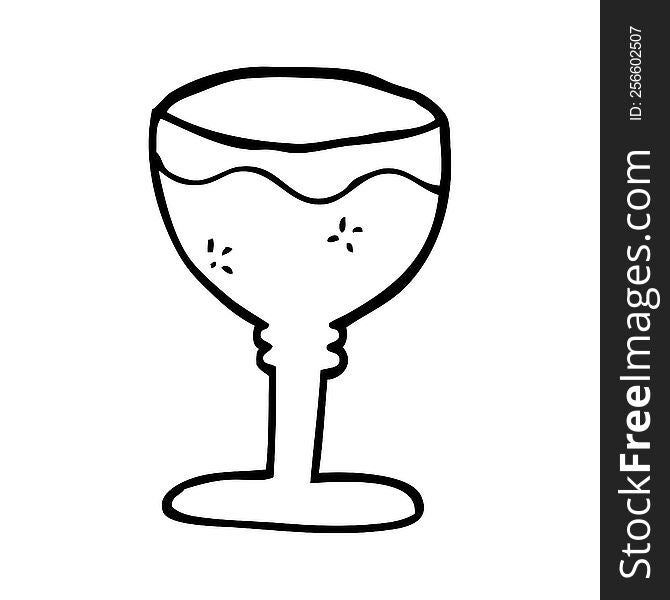line drawing cartoon red wine glass