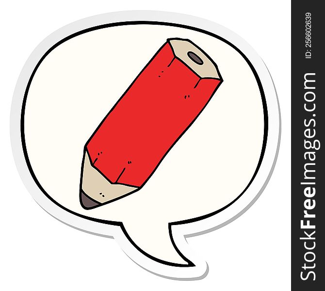 Cartoon Pencil And Speech Bubble Sticker