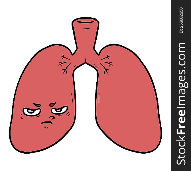 cartoon angry lungs. cartoon angry lungs