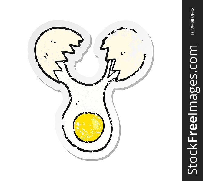 Retro Distressed Sticker Of A Cartoon Cracked Egg