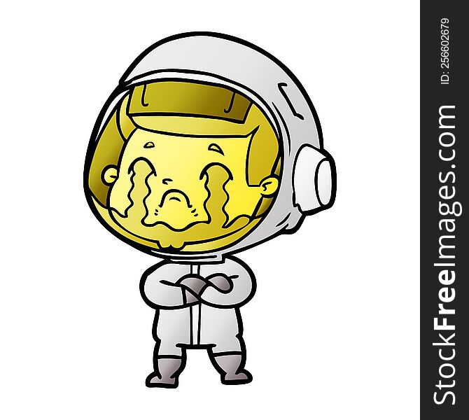 cartoon crying astronaut. cartoon crying astronaut