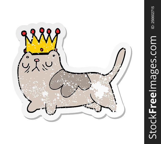 Distressed Sticker Of A Cartoon Arrogant Cat