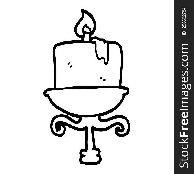 Black And White Cartoon Old Candlestick