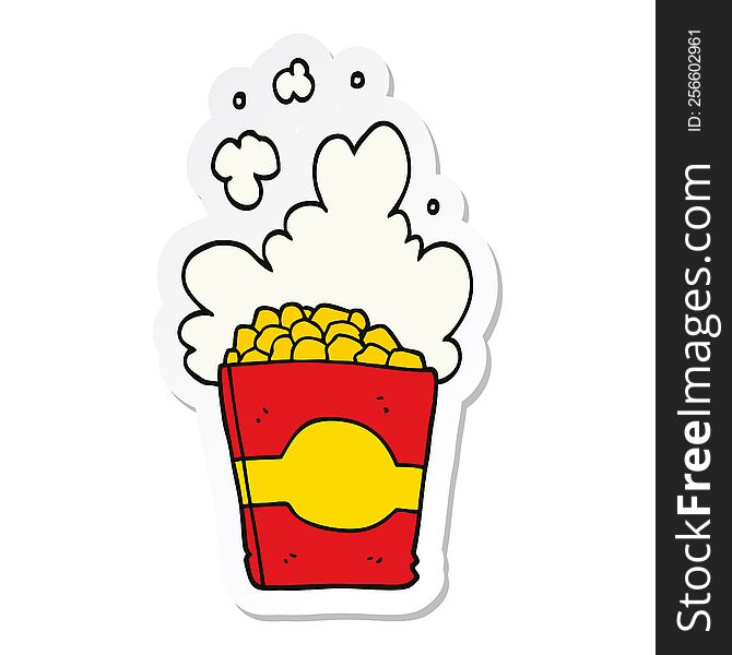 sticker of a cartoon popcorn