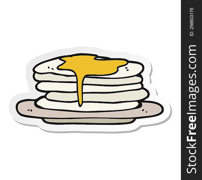 Sticker Of A Cartoon Stack Of Pancakes