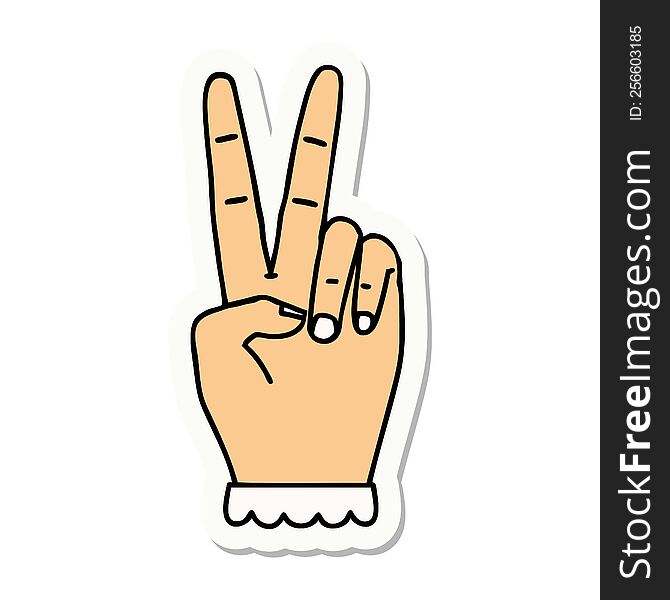 Peace Symbol Two Finger Hand Gesture Sticker