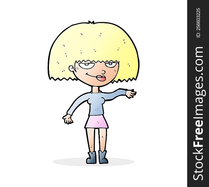 Cartoon Smug Woman Making Dismissive Gesture