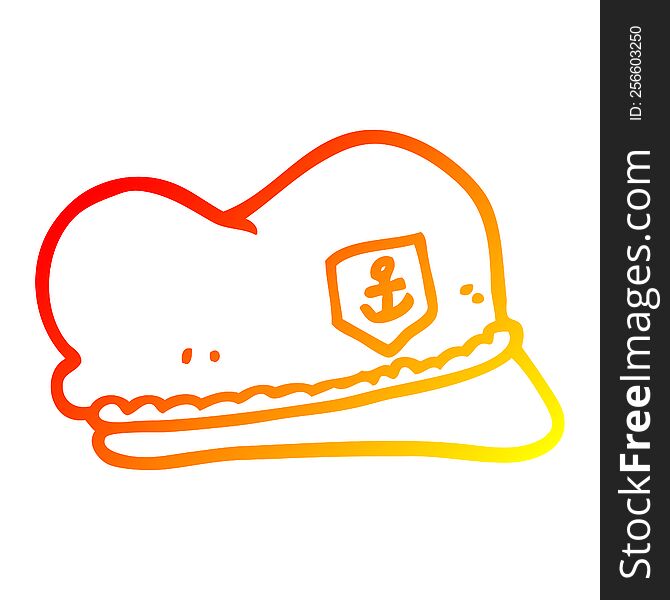 Warm Gradient Line Drawing Cartoon Sailor Hat