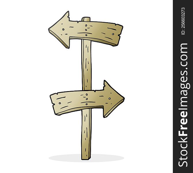 Cartoon Wooden Direction Sign