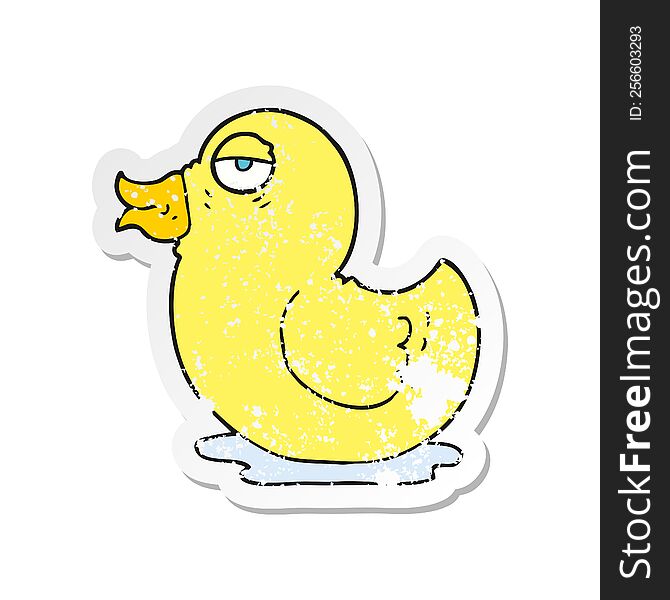 retro distressed sticker of a cartoon rubber duck