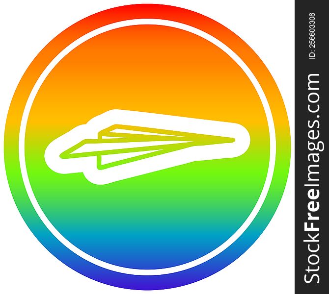 paper plane circular icon with rainbow gradient finish. paper plane circular icon with rainbow gradient finish