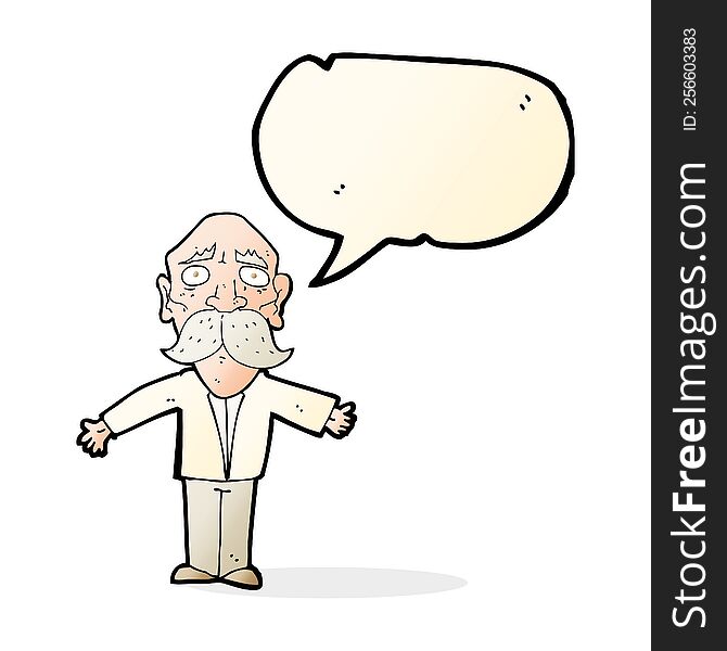 Cartoon Disappointed Old Man With Speech Bubble