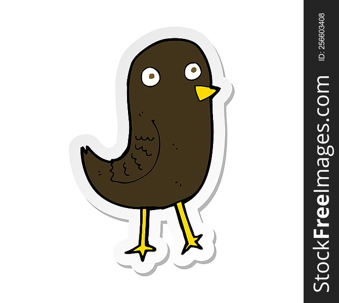 Sticker Of A Funny Cartoon Bird