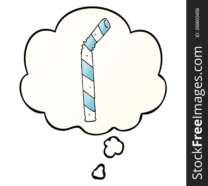 cartoon straw with thought bubble in smooth gradient style
