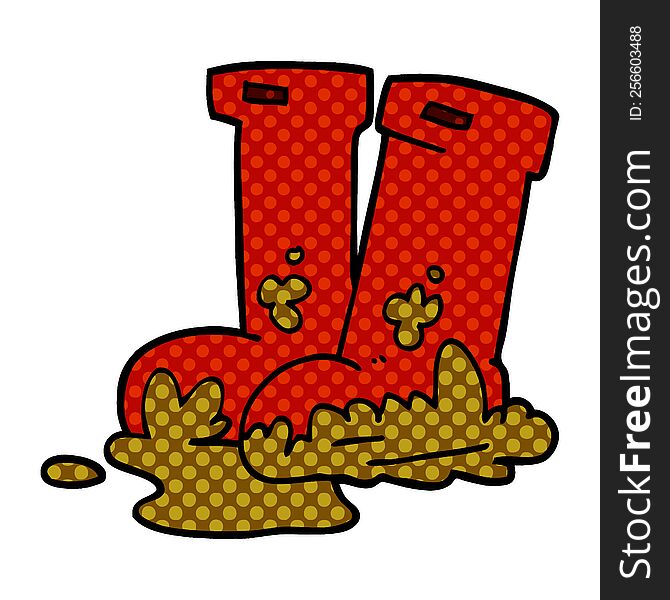 cartoon doodle muddy boots