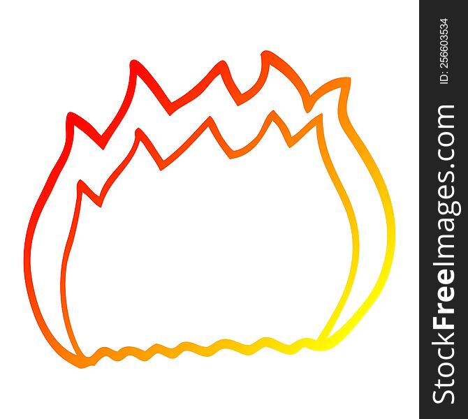 warm gradient line drawing of a cartoon fire
