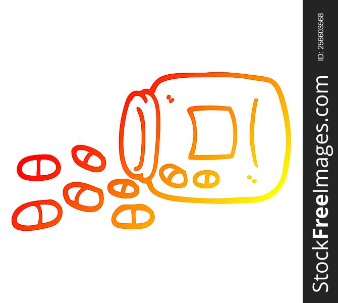 warm gradient line drawing of a cartoon jar of pills