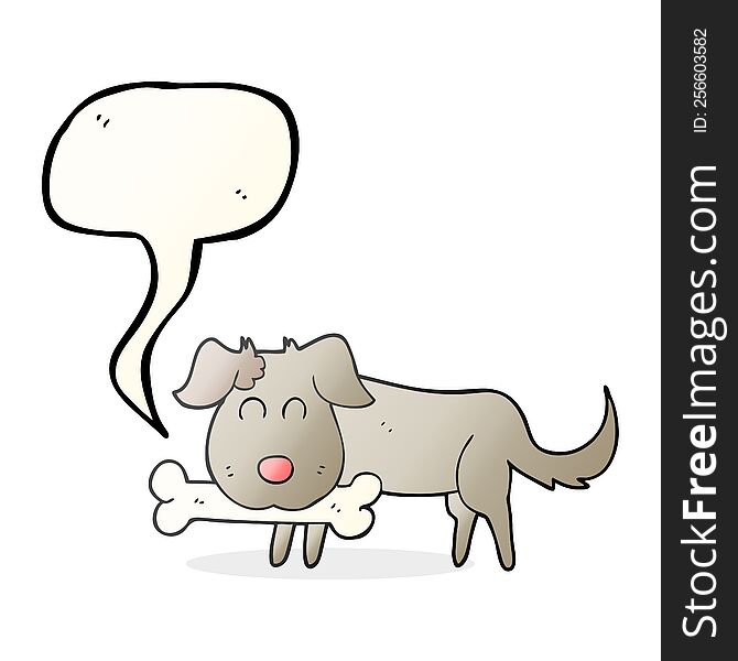 Speech Bubble Cartoon Dog With Bone