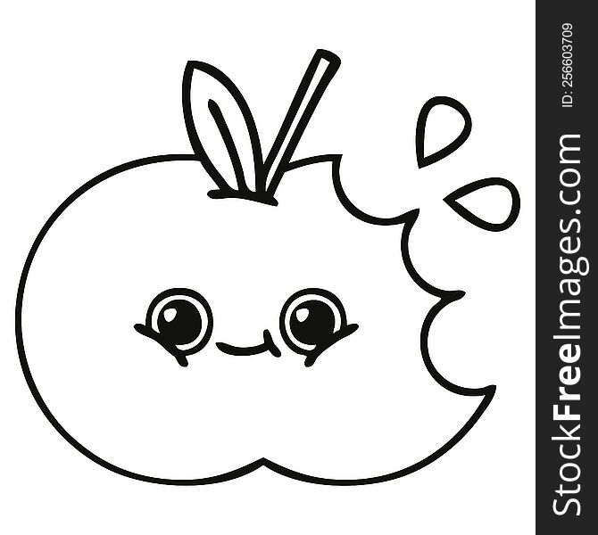 line drawing cartoon of a apple. line drawing cartoon of a apple