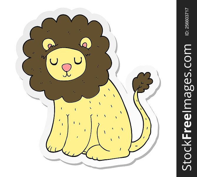 sticker of a cartoon cute lion