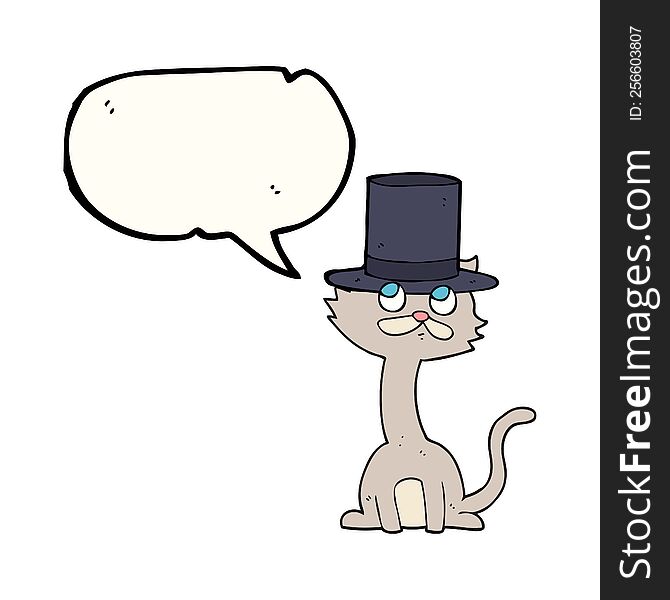 Speech Bubble Cartoon Cat In Top Hat