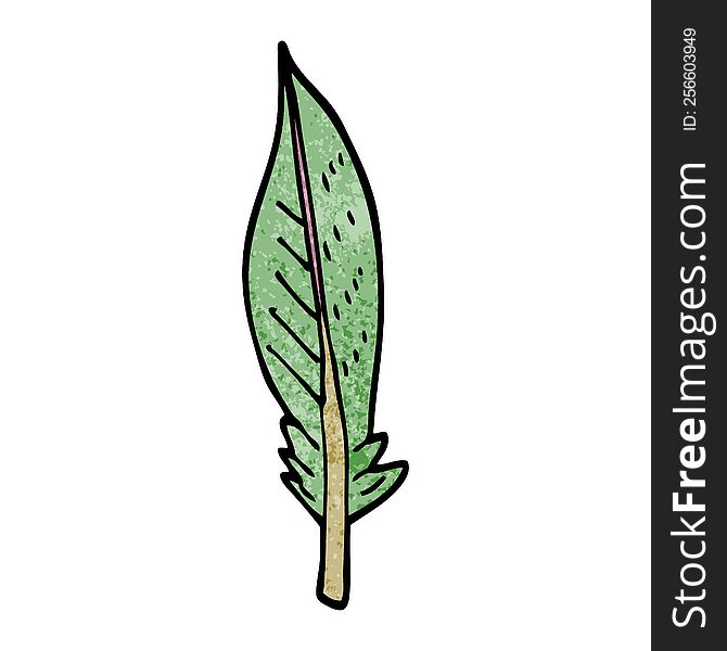 cartoon doodle green feather