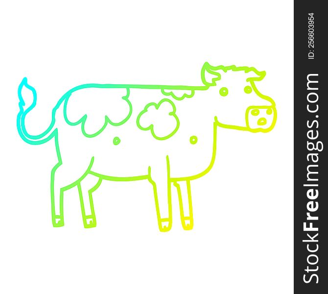 Cold Gradient Line Drawing Cartoon Cow