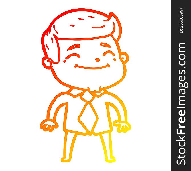 warm gradient line drawing happy cartoon businessman