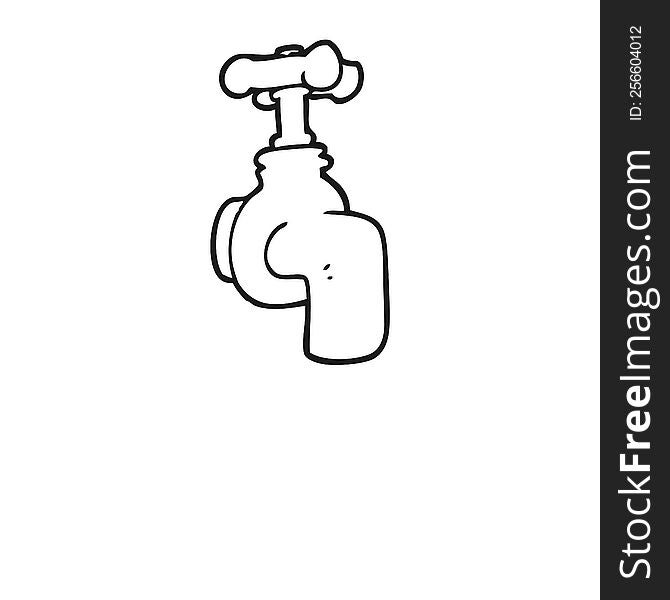 freehand drawn black and white cartoon running faucet