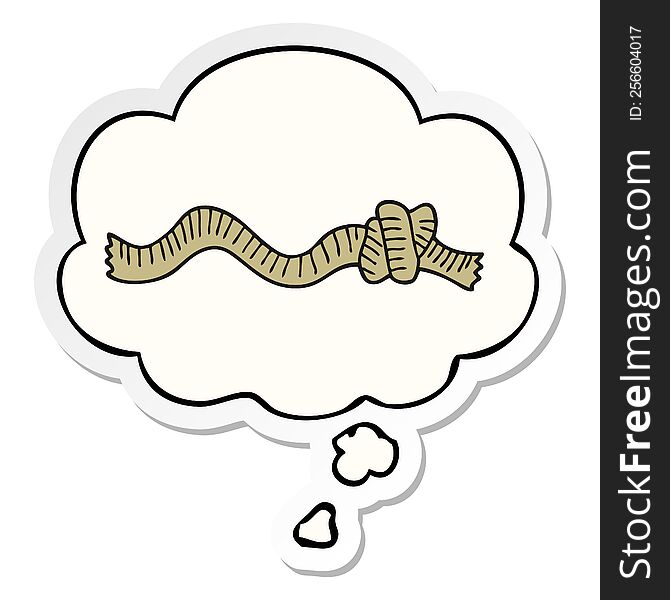 Cartoon Knotted Rope And Thought Bubble As A Printed Sticker