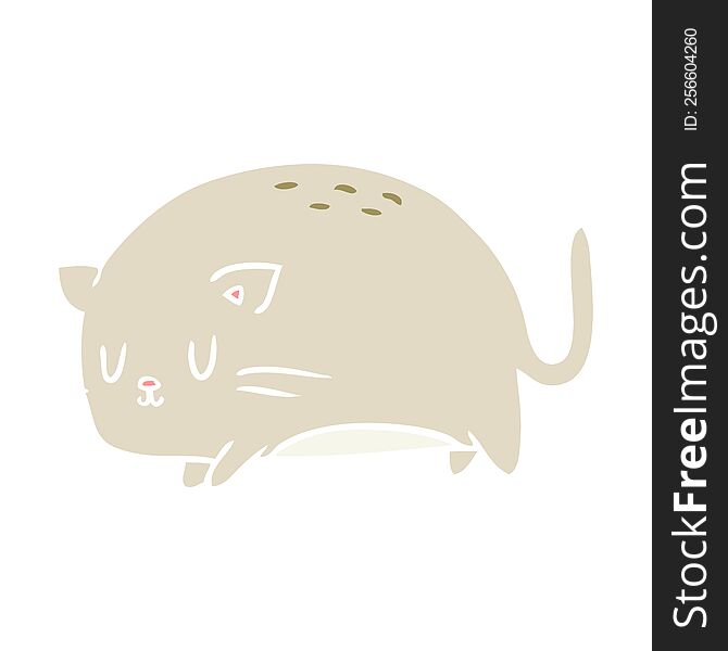 cute fat flat color style cartoon cat