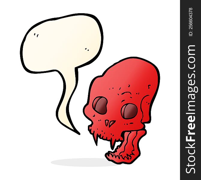 cartoon spooky vampire skull with speech bubble