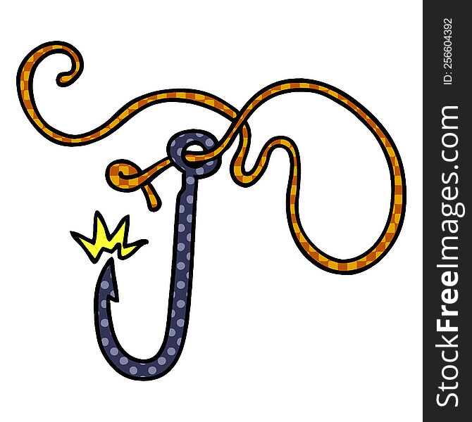 hand drawn cartoon doodle of a sharp fishing hook
